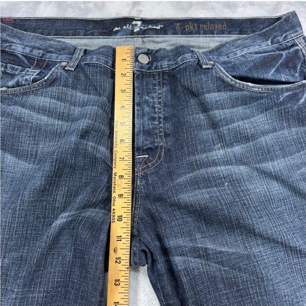 7 FOR ALL MANKIND 'A' Pkt Relaxed Jeans Mens 40x31 Dark Wash Button Fly USA - Picture 9 of 11